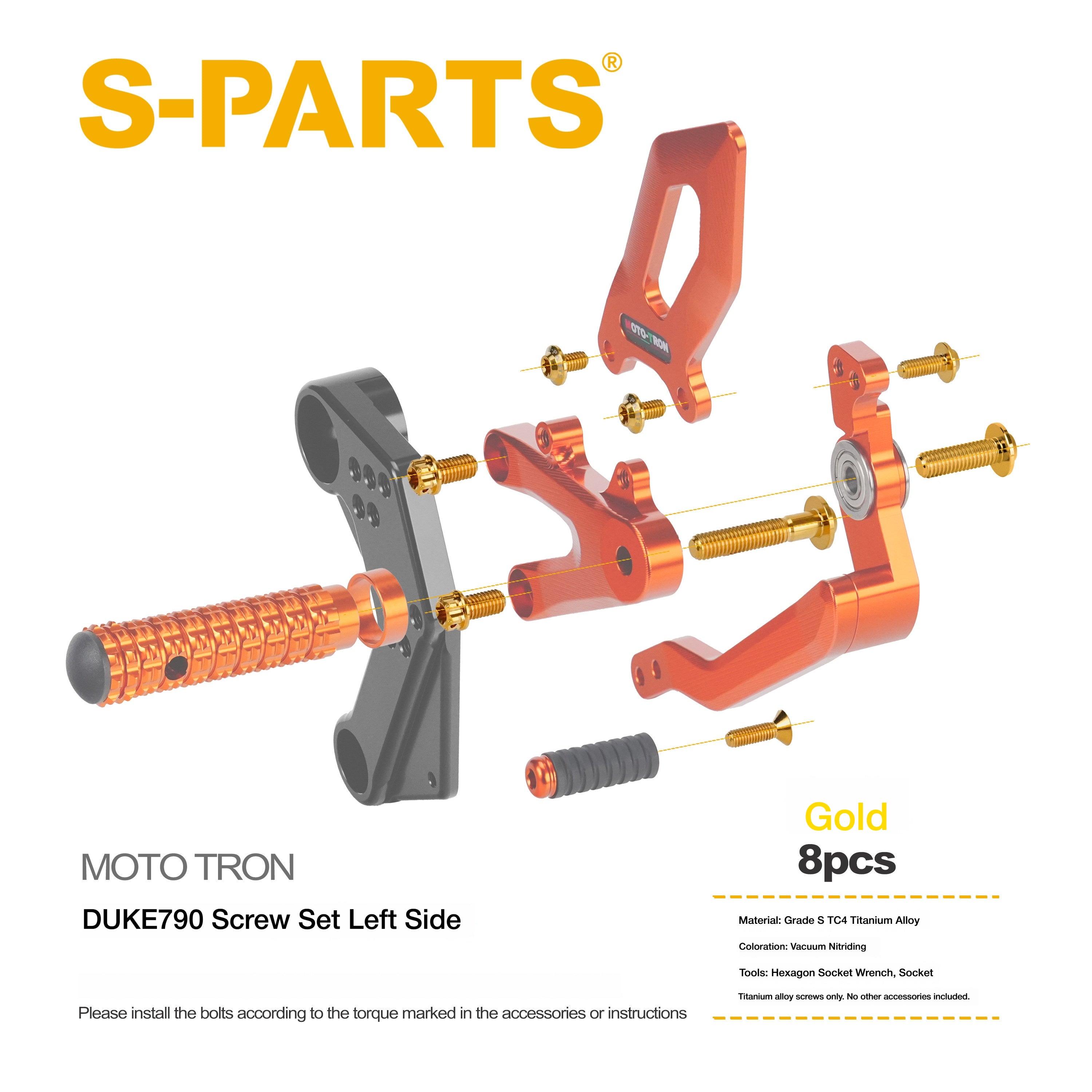 SPARTS TC4 Titanium Bolts for MOTO TRON Footpeg Riser | KTM Duke 790 Motorcycle Upgrade