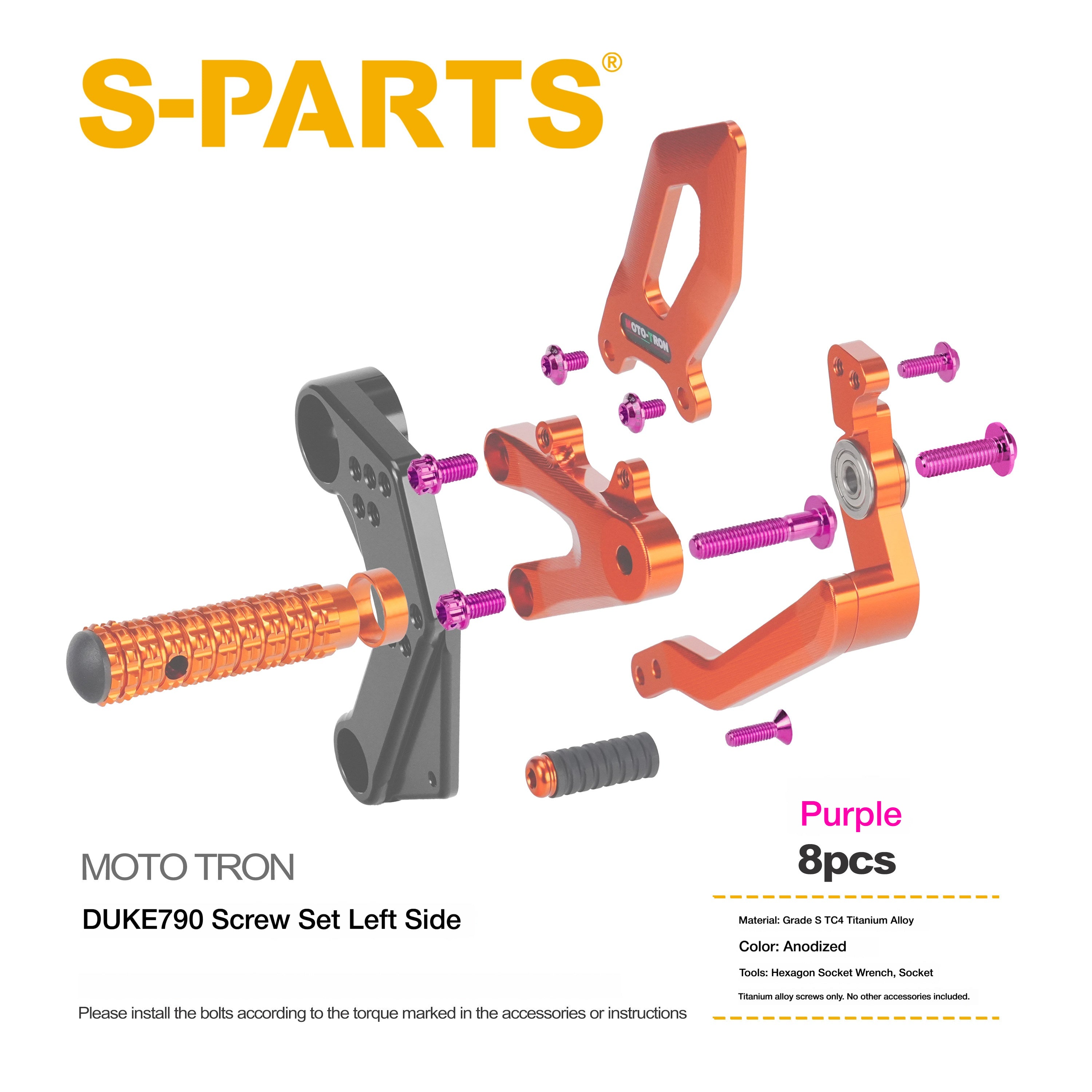 SPARTS TC4 Titanium Bolts for MOTO TRON Footpeg Riser | KTM Duke 790 Motorcycle Upgrade