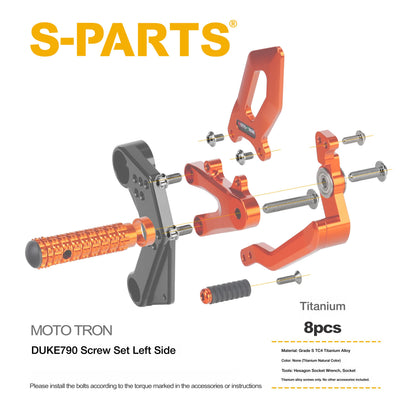 SPARTS TC4 Titanium Bolts for MOTO TRON Footpeg Riser | KTM Duke 790 Motorcycle Upgrade