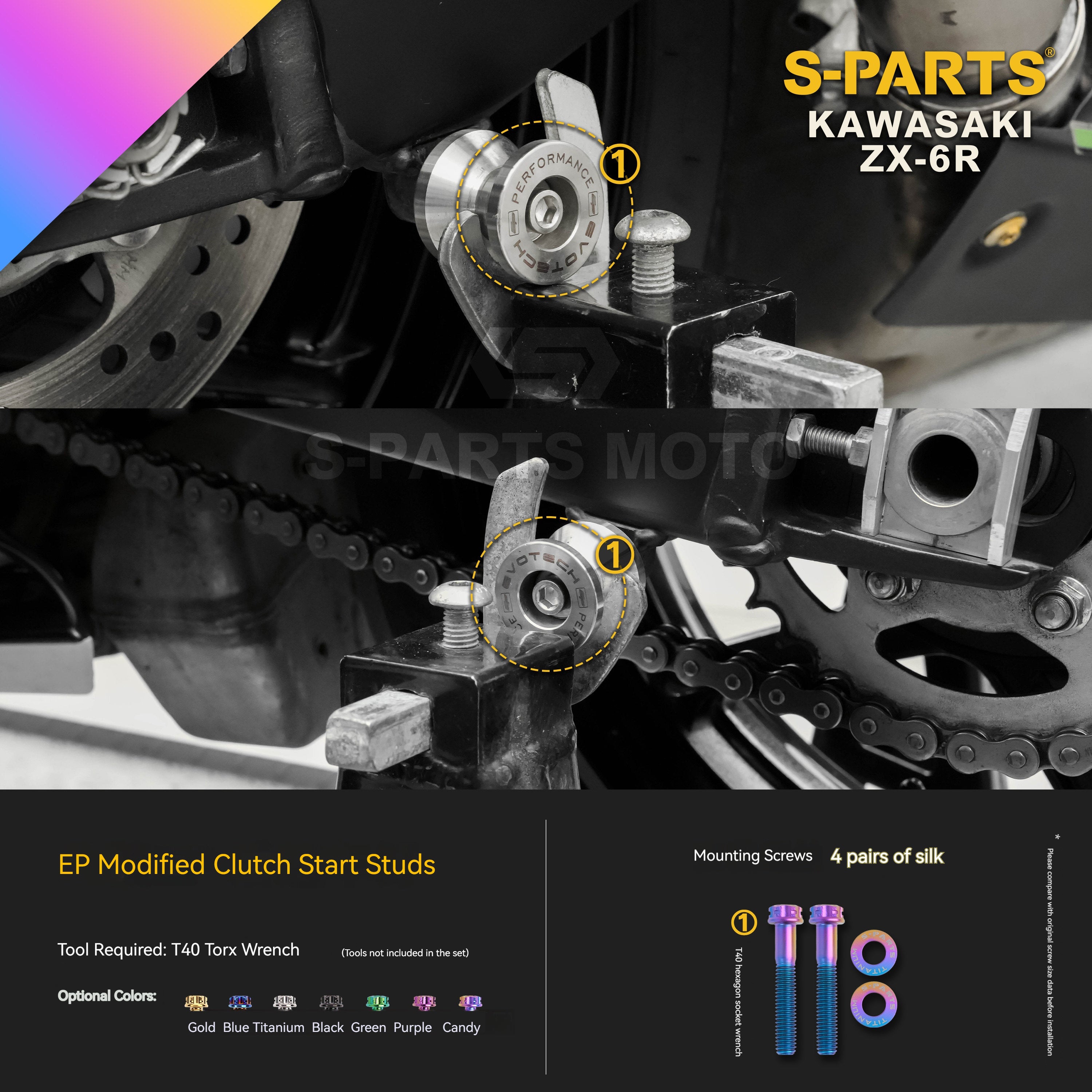 SPARTS Motorcycle Titanium Bolt Upgrade – S-Grade TC4 Bolt Kit for Kawasaki ZX-6R