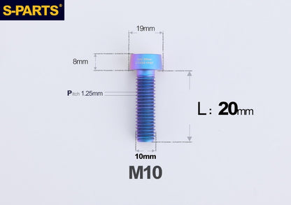 SPARTS M10 D19 P1.25 Titanium Security Bolt – Brake Caliper Locking Screw for Motorcycle