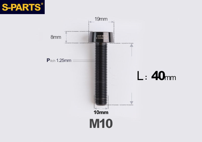 SPARTS M10 D19 P1.25 Titanium Security Bolt – Brake Caliper Locking Screw for Motorcycle