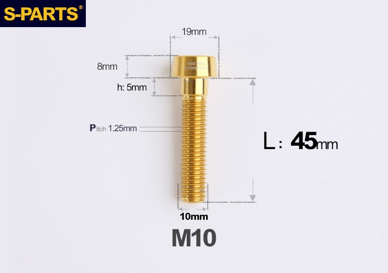 SPARTS M10 D19 P1.25 Titanium Security Bolt – Brake Caliper Locking Screw for Motorcycle