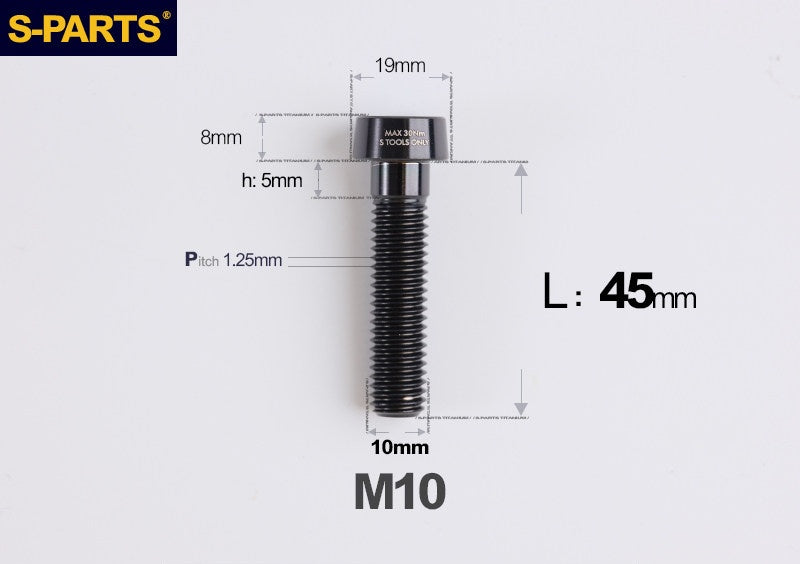 SPARTS M10 D19 P1.25 Titanium Security Bolt – Brake Caliper Locking Screw for Motorcycle
