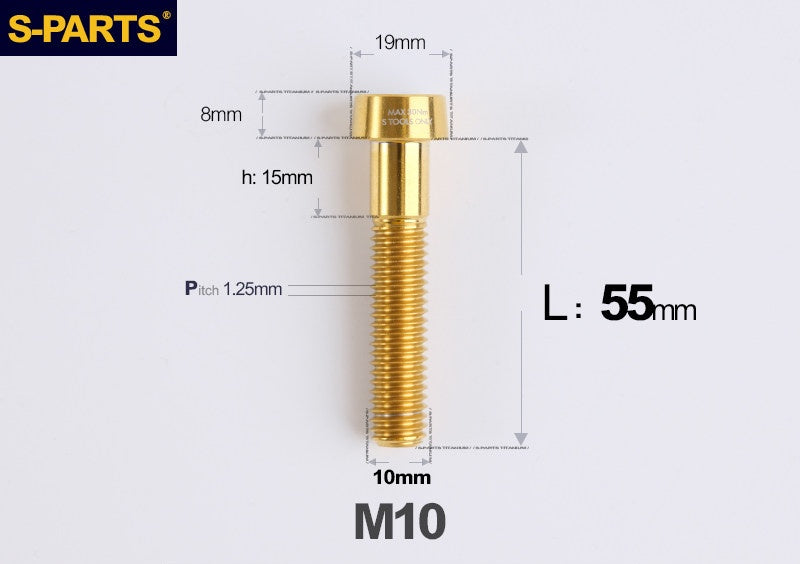 SPARTS M10 D19 P1.25 Titanium Security Bolt – Brake Caliper Locking Screw for Motorcycle