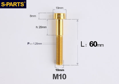 SPARTS M10 D19 P1.25 Titanium Security Bolt – Brake Caliper Locking Screw for Motorcycle