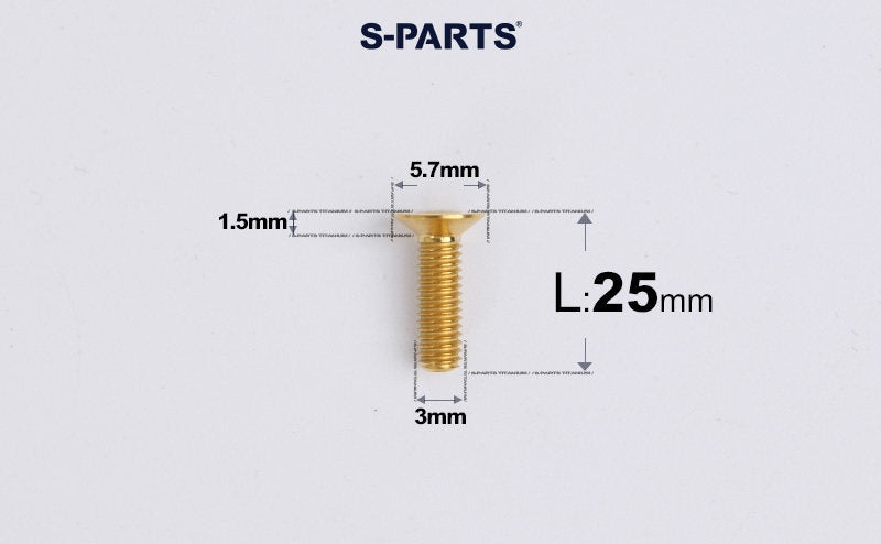 SPARTS Series M3 L6-30 Countersunk Titanium Bolt
