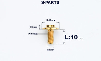 SPARTS A3 Series Titanium Bolt – Button Head M5 D12 – 650°C Forged – S-Grade TC4 Motorcycle Titanium Bolt Upgrade