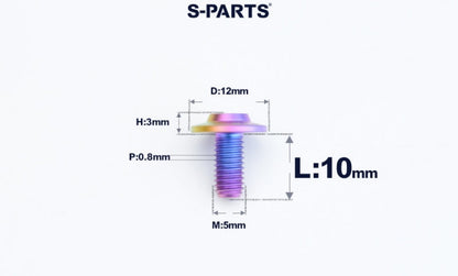 SPARTS A3 Series Titanium Bolt – Button Head M5 D12 – 650°C Forged – S-Grade TC4 Motorcycle Titanium Bolt Upgrade