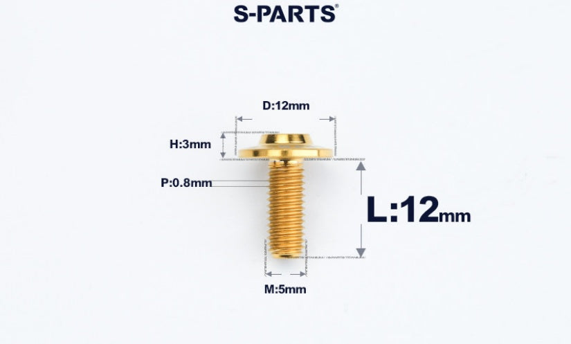 SPARTS A3 Series Titanium Bolt – Button Head M5 D12 – 650°C Forged – S-Grade TC4 Motorcycle Titanium Bolt Upgrade