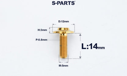 SPARTS A3 Series Titanium Bolt – Button Head M5 D12 – 650°C Forged – S-Grade TC4 Motorcycle Titanium Bolt Upgrade