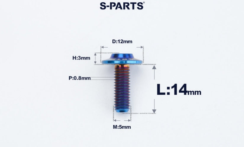 SPARTS A3 Series Titanium Bolt – Button Head M5 D12 – 650°C Forged – S-Grade TC4 Motorcycle Titanium Bolt Upgrade