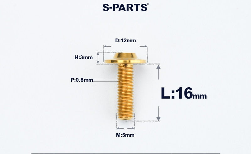SPARTS A3 Series Titanium Bolt – Button Head M5 D12 – 650°C Forged – S-Grade TC4 Motorcycle Titanium Bolt Upgrade