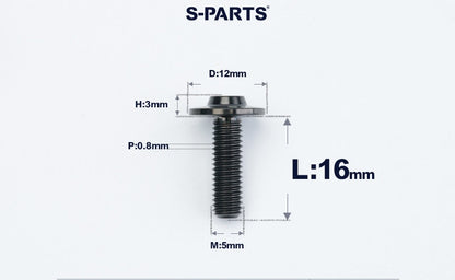 SPARTS A3 Series Titanium Bolt – Button Head M5 D12 – 650°C Forged – S-Grade TC4 Motorcycle Titanium Bolt Upgrade