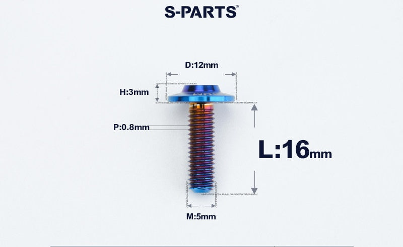 SPARTS A3 Series Titanium Bolt – Button Head M5 D12 – 650°C Forged – S-Grade TC4 Motorcycle Titanium Bolt Upgrade