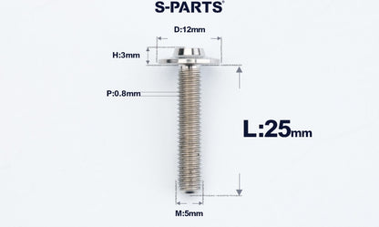 SPARTS A3 Series Titanium Bolt – Button Head M5 D12 – 650°C Forged – S-Grade TC4 Motorcycle Titanium Bolt Upgrade
