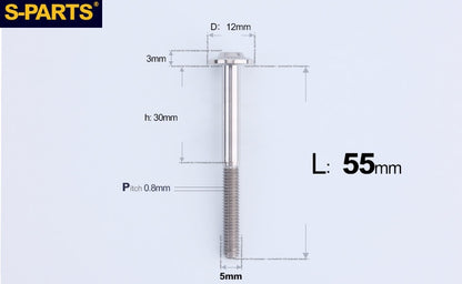 SPARTS A3 Series Titanium Bolt – Button Head M5 D12 – 650°C Forged – S-Grade TC4 Motorcycle Titanium Bolt Upgrade