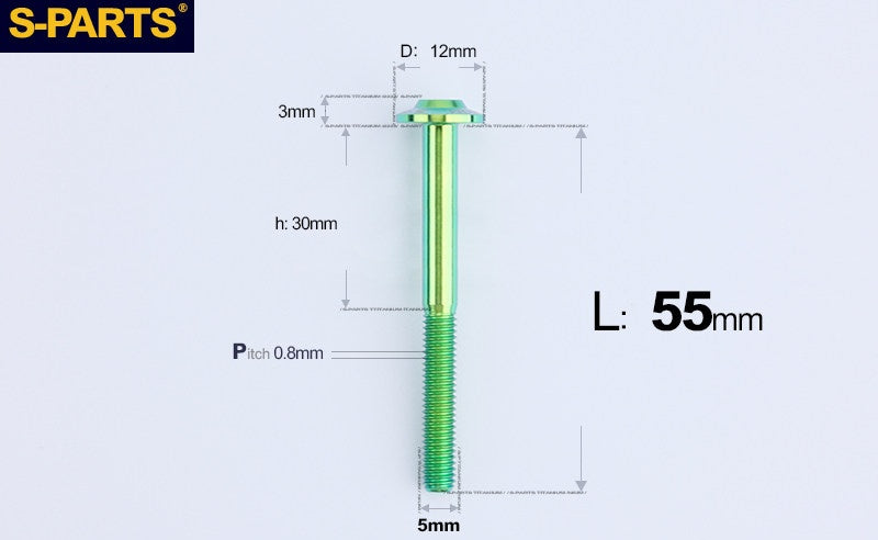 SPARTS A3 Series Titanium Bolt – Button Head M5 D12 – 650°C Forged – S-Grade TC4 Motorcycle Titanium Bolt Upgrade