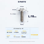 SPARTS A3 Series M6 Titanium Button Head Bolt D15 Grade TC4 | Motorcycle & E-Bike Upgrade Screw