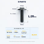 SPARTS A3 Series M6 Titanium Button Head Bolt D15 Grade TC4 | Motorcycle & E-Bike Upgrade Screw