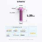 SPARTS A3 Series M6 Titanium Button Head Bolt D15 Grade TC4 | Motorcycle & E-Bike Upgrade Screw