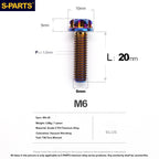 S-PARTS STAN M6 A3 Series TC4 Titanium Bolts – Standard Head Fasteners for Motorcycle & E-Motorcycle Upgrades