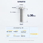 SPARTS A3 Series M6 Titanium Button Head Bolt D15 Grade TC4 | Motorcycle & E-Bike Upgrade Screw