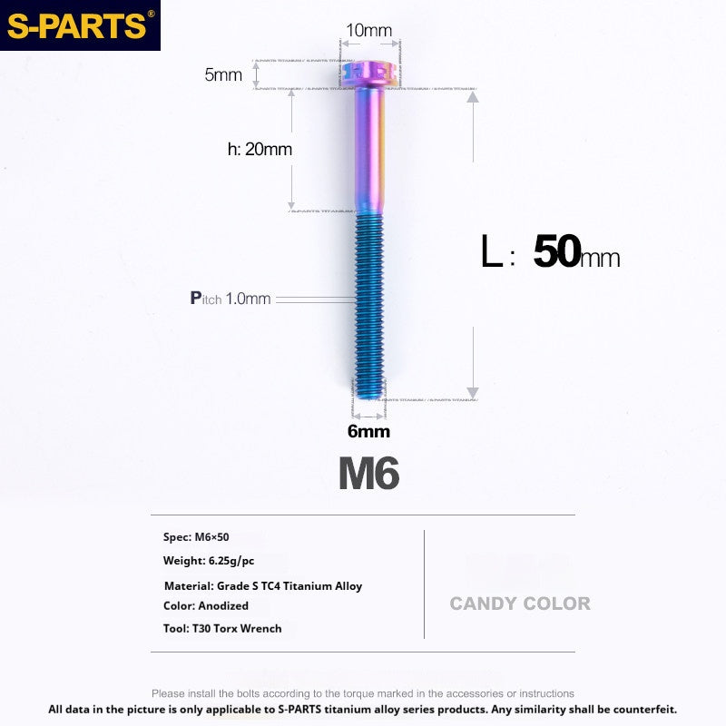 S-PARTS STAN M6 A3 Series TC4 Titanium Bolts – Standard Head Fasteners for Motorcycle & E-Motorcycle Upgrades