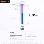 S-PARTS STAN M6 A3 Series TC4 Titanium Bolts – Standard Head Fasteners for Motorcycle & E-Motorcycle Upgrades