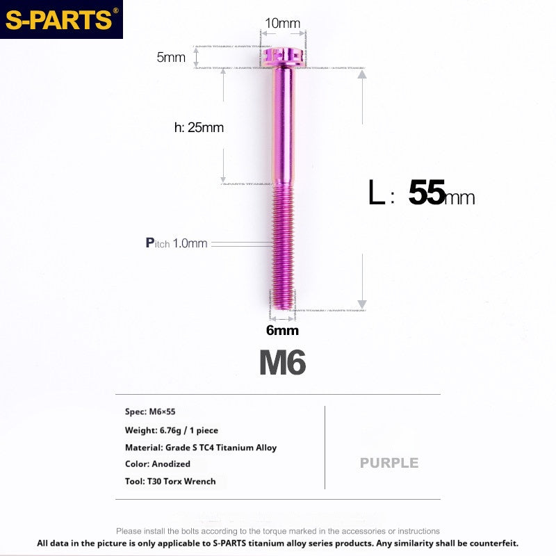 S-PARTS STAN M6 A3 Series TC4 Titanium Bolts – Standard Head Fasteners for Motorcycle & E-Motorcycle Upgrades