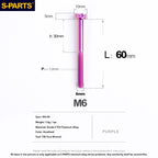S-PARTS STAN M6 A3 Series TC4 Titanium Bolts – Standard Head Fasteners for Motorcycle & E-Motorcycle Upgrades