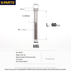 S-PARTS STAN M6 A3 Series TC4 Titanium Bolts – Standard Head Fasteners for Motorcycle & E-Motorcycle Upgrades
