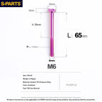 S-PARTS STAN M6 A3 Series TC4 Titanium Bolts – Standard Head Fasteners for Motorcycle & E-Motorcycle Upgrades