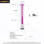 S-PARTS STAN M6 A3 Series TC4 Titanium Bolts – Standard Head Fasteners for Motorcycle & E-Motorcycle Upgrades