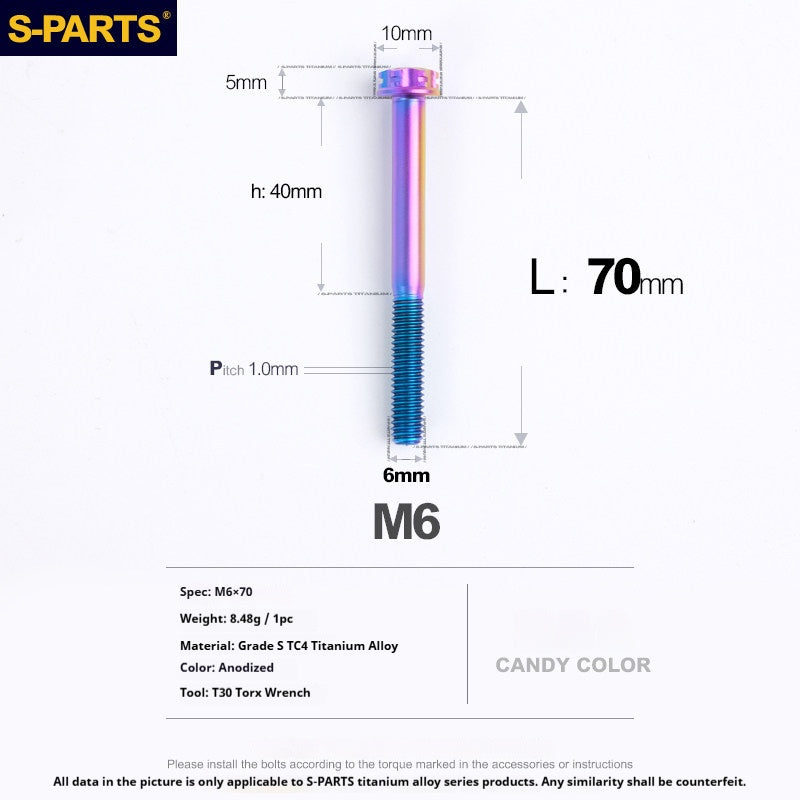 S-PARTS STAN M6 A3 Series TC4 Titanium Bolts – Standard Head Fasteners for Motorcycle & E-Motorcycle Upgrades
