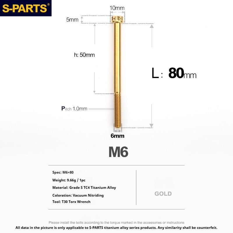 S-PARTS STAN M6 A3 Series TC4 Titanium Bolts – Standard Head Fasteners for Motorcycle & E-Motorcycle Upgrades