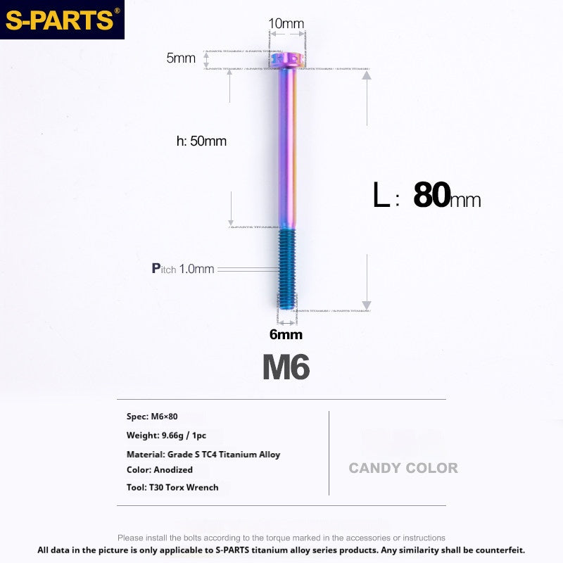 S-PARTS STAN M6 A3 Series TC4 Titanium Bolts – Standard Head Fasteners for Motorcycle & E-Motorcycle Upgrades