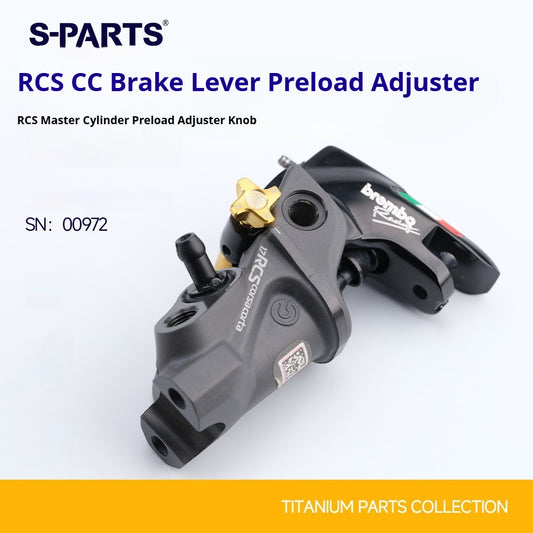 SPARTS Titanium Preload Adjuster & Knob Kit for Brembo RCS Brake Master Cylinder | CNC Titanium Bolts