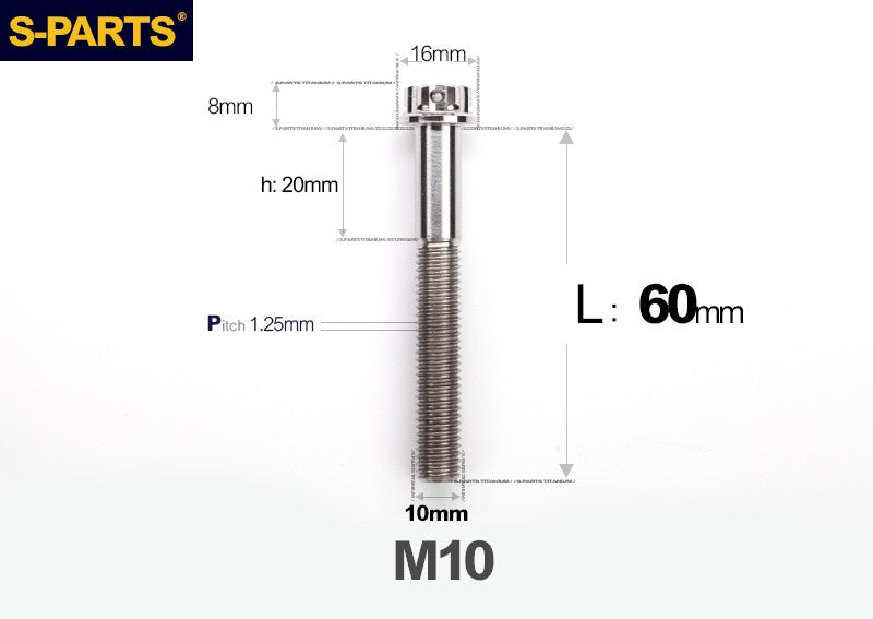 SPARTS M10 P1.25 A3 Series Standard Head Titanium Bolt | 650°C Forged | S-Grade TC4 | Motorcycle / E-Bike Upgrade