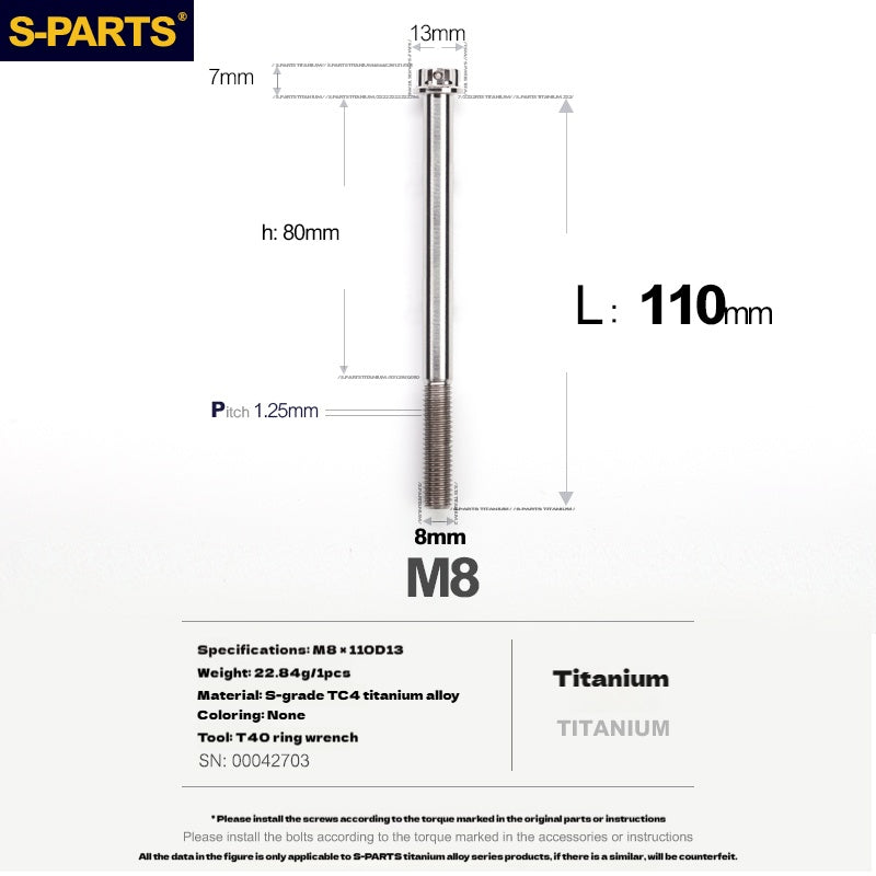 -PARTS M8 A3 Titanium Motorcycle Bolt – Multi-Length, Standard Head