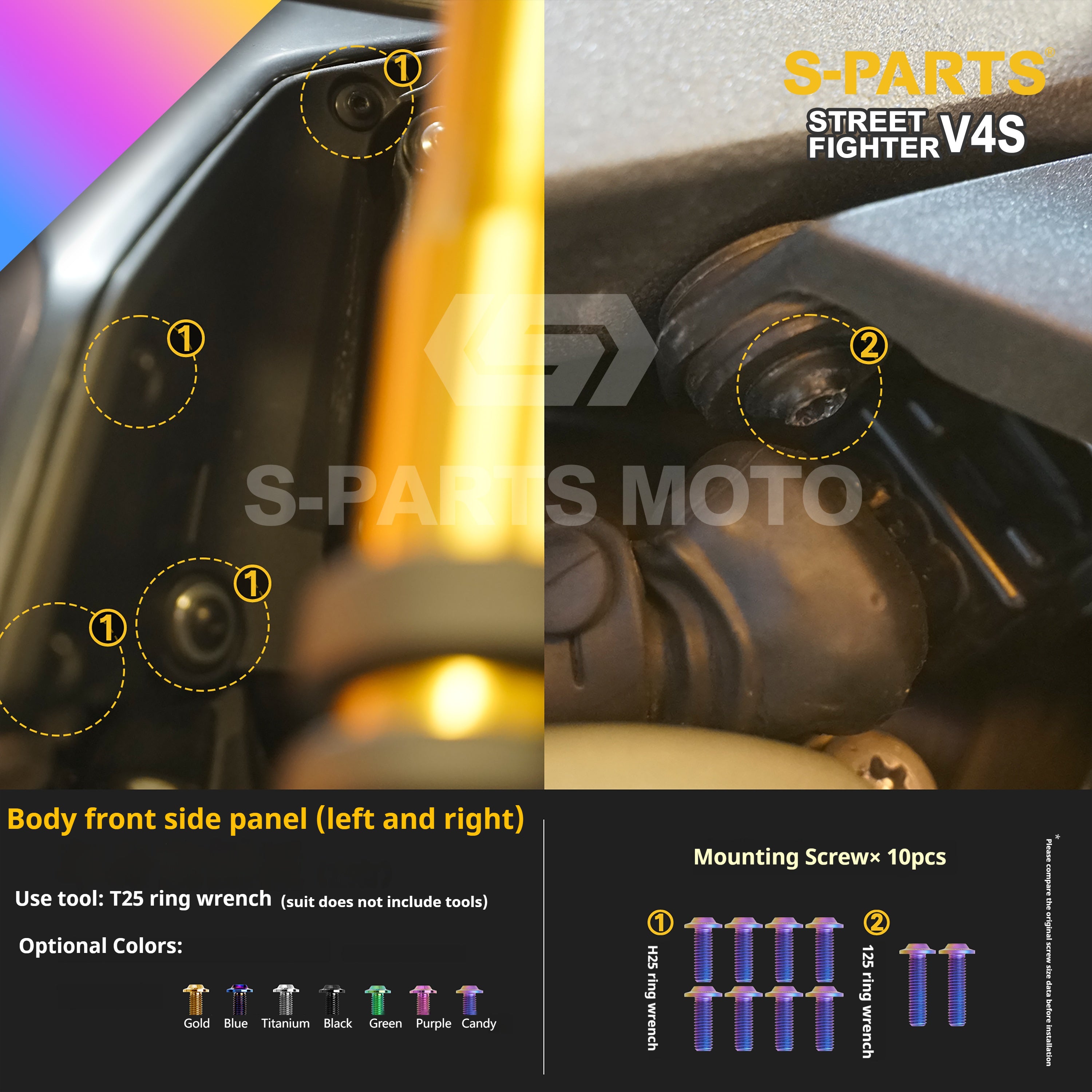 SPARTS Titanium Bolt Kit for Ducati Streetfighter V4S – Candy Color Upgrade