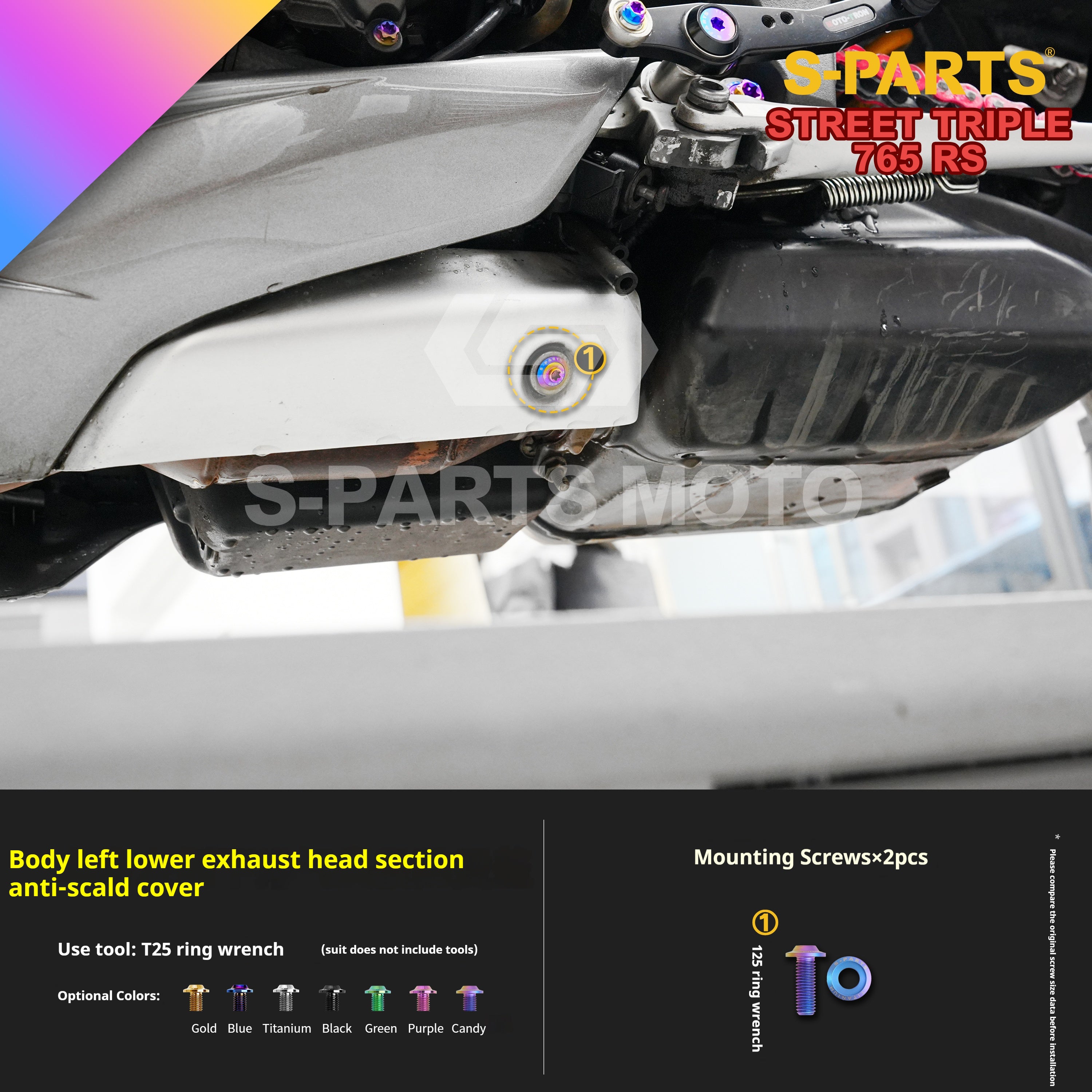 SPARTS Titanium Screw Set for Triumph Street Triple RS – Custom Candy Color & CNC Titanium Upgrade Kit