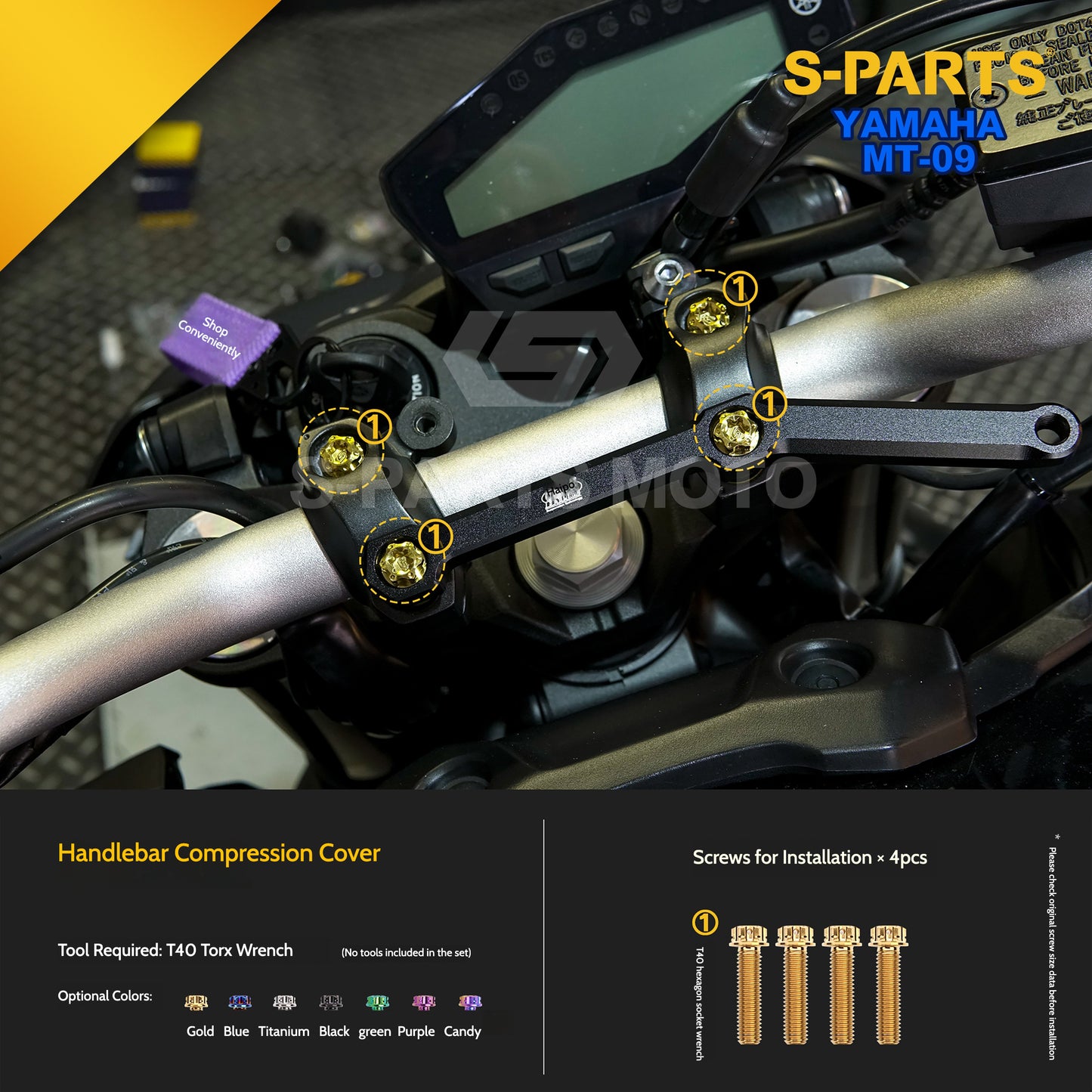SPART Titanium Cockpit Fasteners & Handlebar Control Hardware Kit for Yamaha MT-09