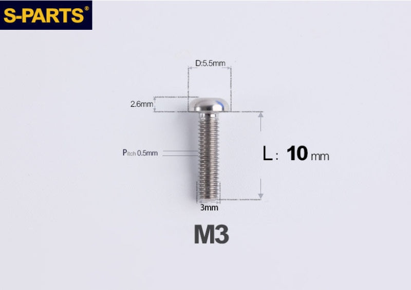 SPARTS A2 Button Head M3 Titanium Bolt