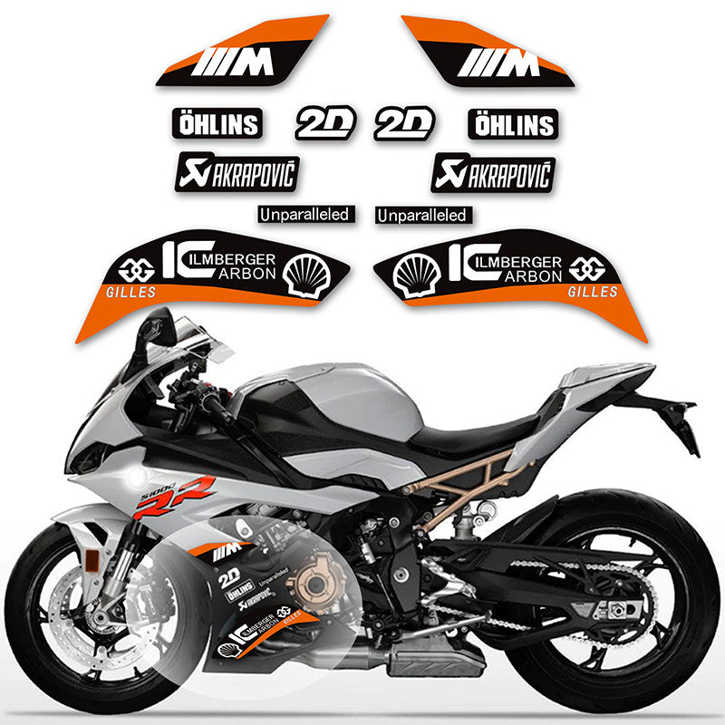 BMW S1000RR (2019–2022) M Package / Double R Track Lower Fairing Decal Kit Motorcycle Racing Graphics Sticker Set