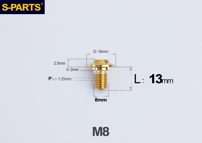 SPARTS M8 Stepped Button Head TC4 Titanium Bolt