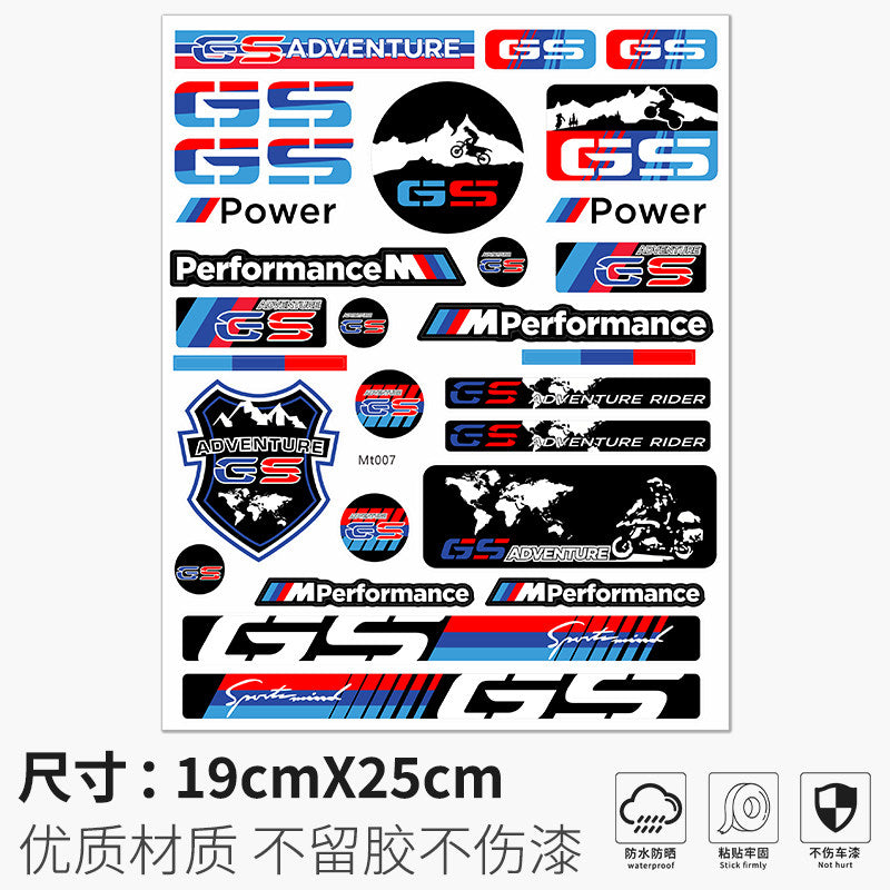 BMW Motorcycle Sticker Set | Creative Waterproof Decals for Helmet, Body & Panniers | BMW Logo & GS Adventure Styling