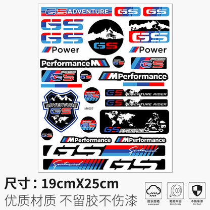 BMW Motorcycle Sticker Set | Creative Waterproof Decals for Helmet, Body & Panniers | BMW Logo & GS Adventure Styling