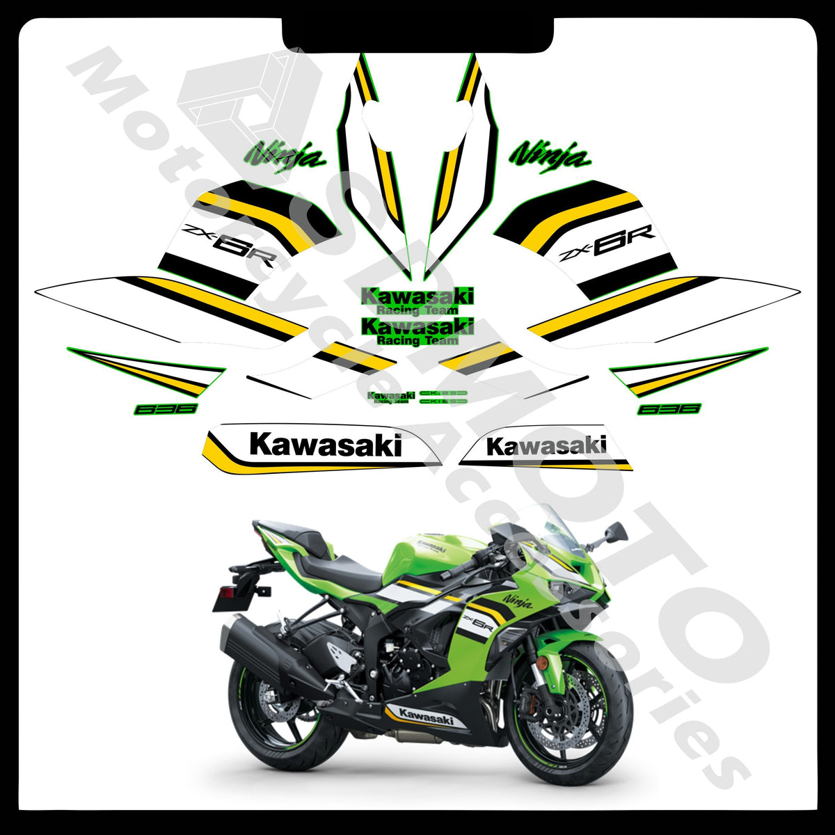 Kawasaki ZX-6R 636 2021-2025 Full Body Graphics Decals PVC Waterproof Motorcycle Fairing Stickers