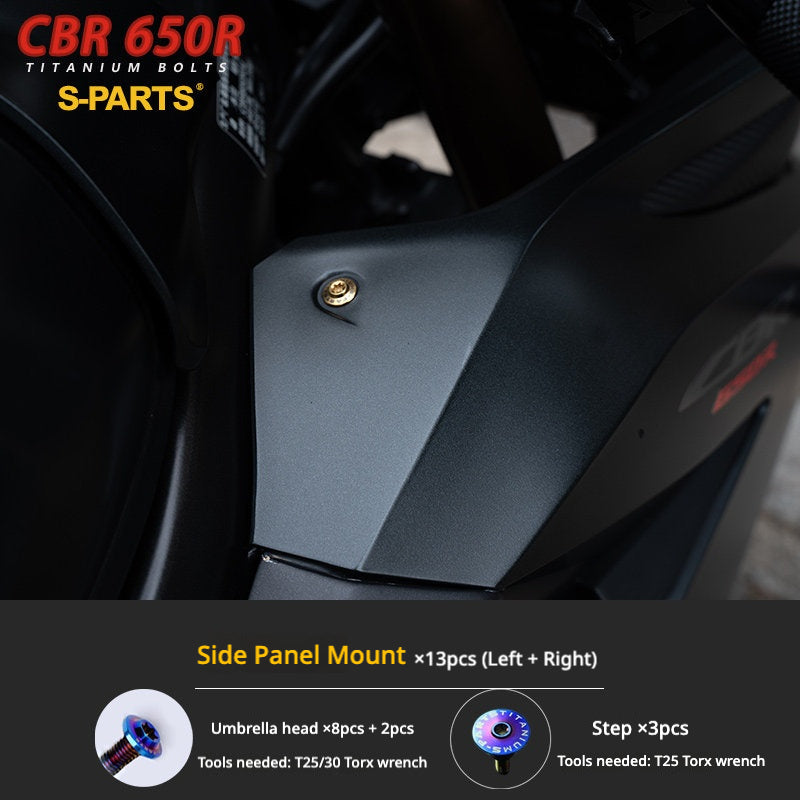 S-PARTS TC4 Titanium Bolt Kit for Honda CBR650R / CB650R | Full Motorcycle Upgrade